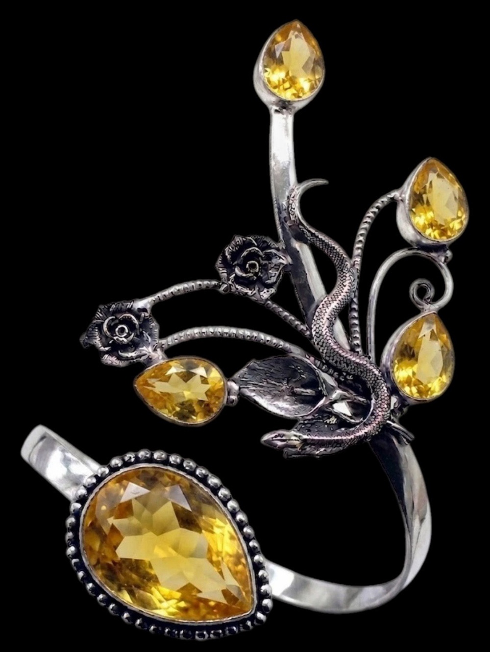 Spectacular Citrine Quartz Statement Bracelet